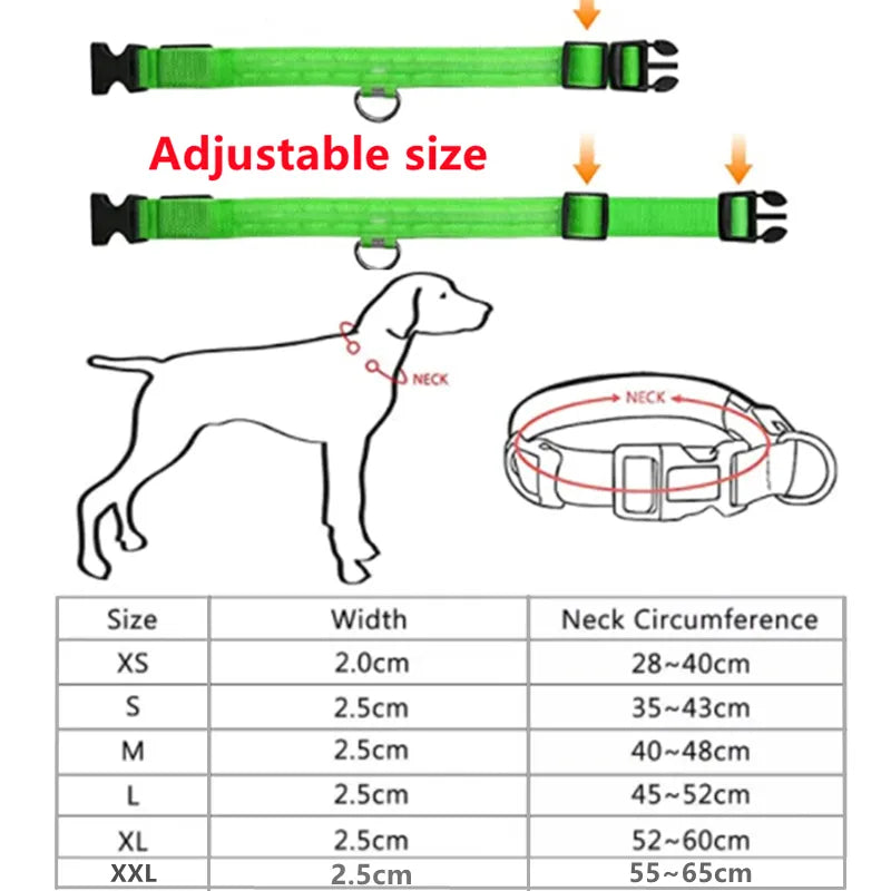 LED Glowing Dog Collar Night Anti-Lost Dog Light Harness