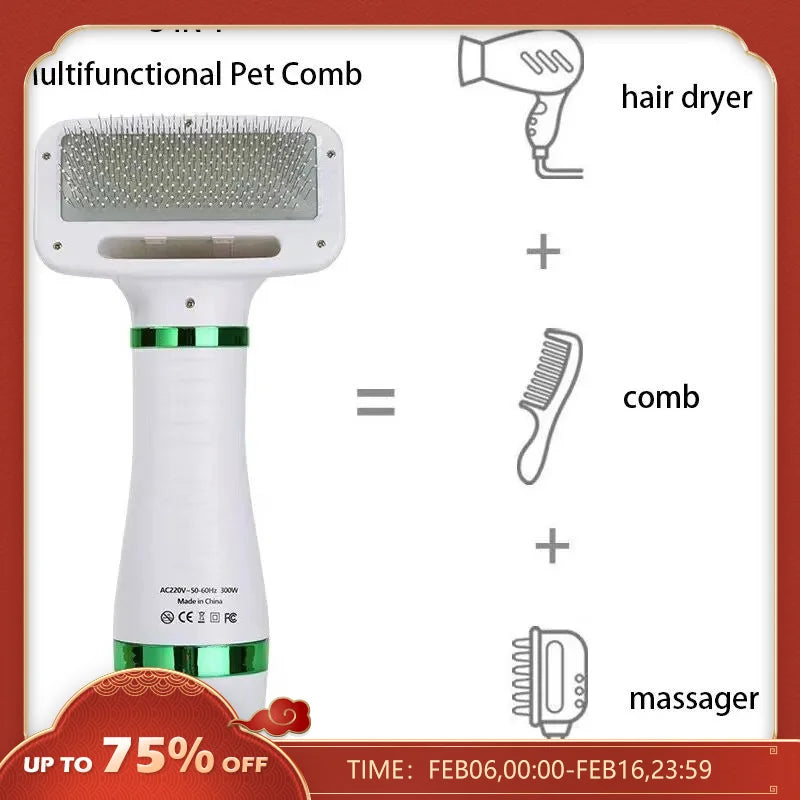 Pet Hair Dryer with Slicker Brush Grooming for Cat and Dog