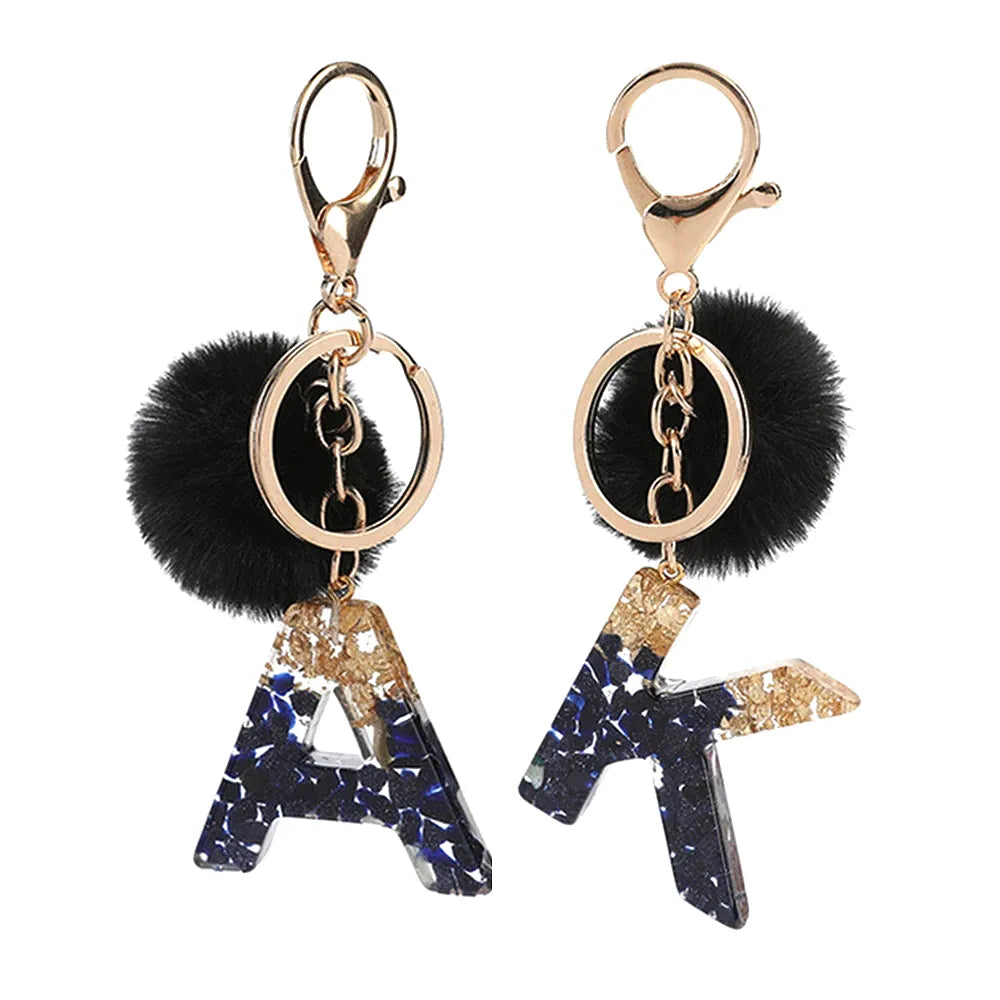 Black Letter Keychain Alphabet  Gift