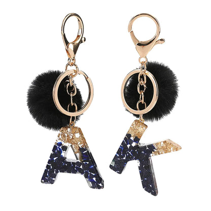 Black Letter Keychain Alphabet  Gift